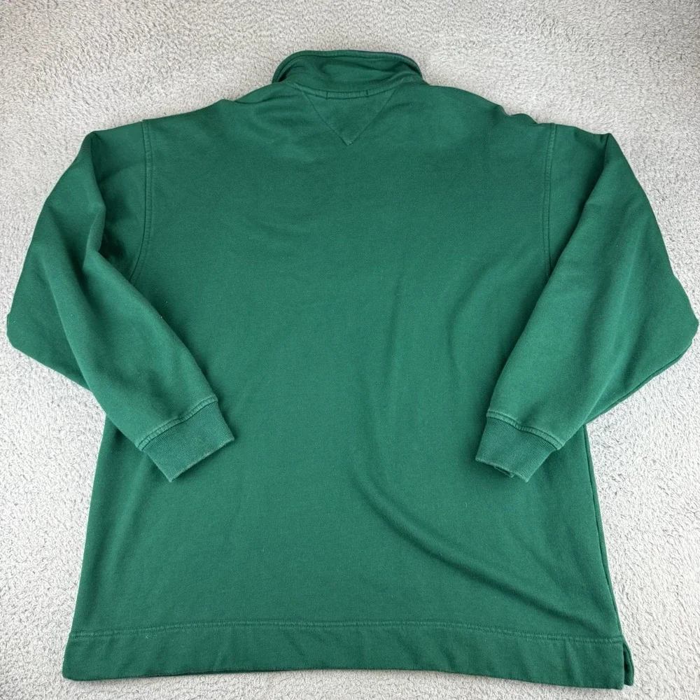 Vintage 90's‎ Tommy Hilfiger Quarter Zip Jacket Large Green Big Patch Logo Y2k